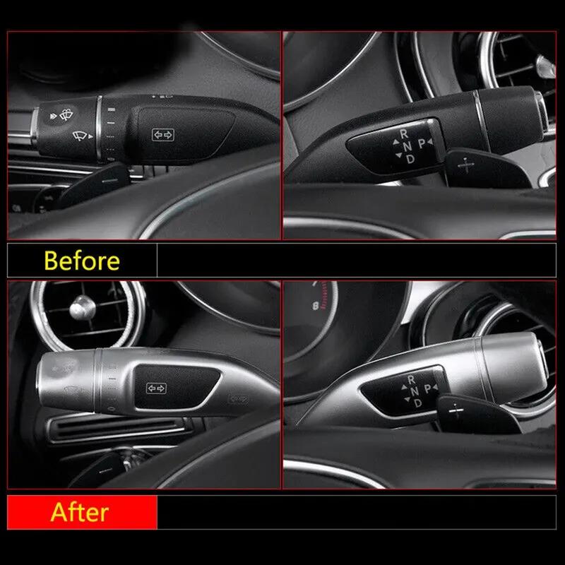 3pcs Car Styling Chrome Wiper Shift Lever Cruise Covers Frame Stickers Kit Trim For Mercedes Benzs CLA C E S Class W205 W213