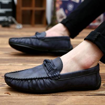 Mocassins Décontractés à Enfiler pour Hommes Chaussures Noires Jeune Mode Respirantes Chaussures en Cuir Plates Confortables Baskets Décontractées pour Hommes