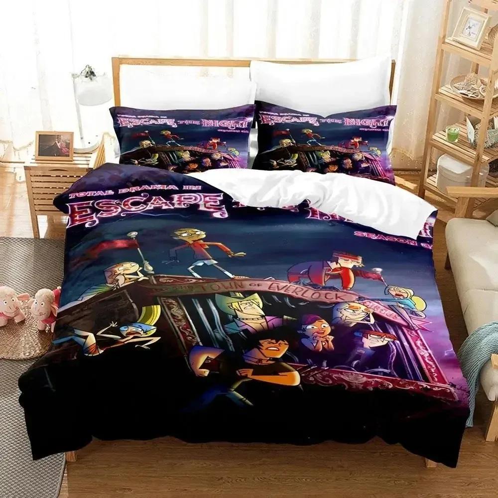 

New 3d Print Anime Total Drama Beding Set Single Twin Ful Quen King-Sized Dimensionsd Dimensions Bed Linen Set Adult People Kid Bedrom Cartons Duvet 120*200cm Single