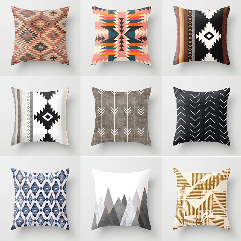 Nordic Simple Black and White Geometric Pillowcase Casual and Fashionable Fabric Home Bedside Sofa Waist Cushion Cover
