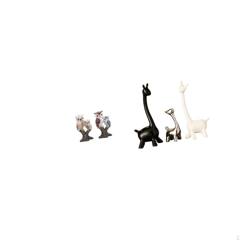 Owl Giraffe Statue Figurine Realistic Animal Sculpture Creative Ceramic Centerpiece for Office
