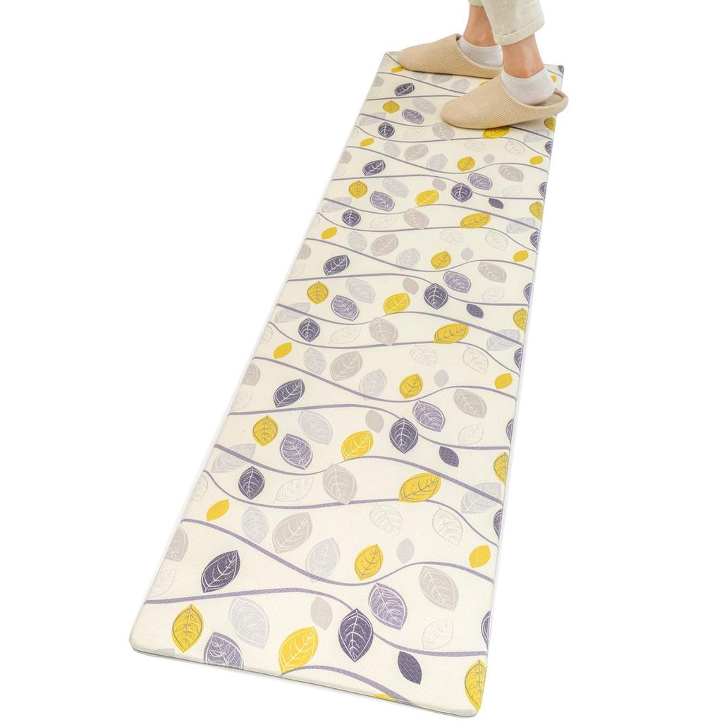 Ashmore Kitchen Long PVC Floor 10mm Easy To 45cm X Leaf Pattern Mat, Wipeable, Non-Slip, Mat, Water-Repellent, Stylish, Anti-Slip, Antibacterial,
