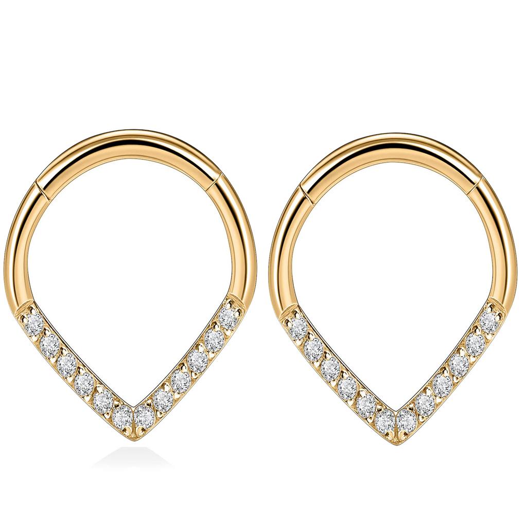 Heart Hinged Nose Ring Hoop Teardrop Septum Hoop Conch Daith Helix Ring Hoops Rook Tragus Ring Lip Ring Cartilage Earrings Hoop