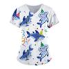 Marine life patterns Healthcare Uniform Nurse Clinic Nursing Workwear Hospital T-shirt Fashion Short Sleeve Blouse Women Medical