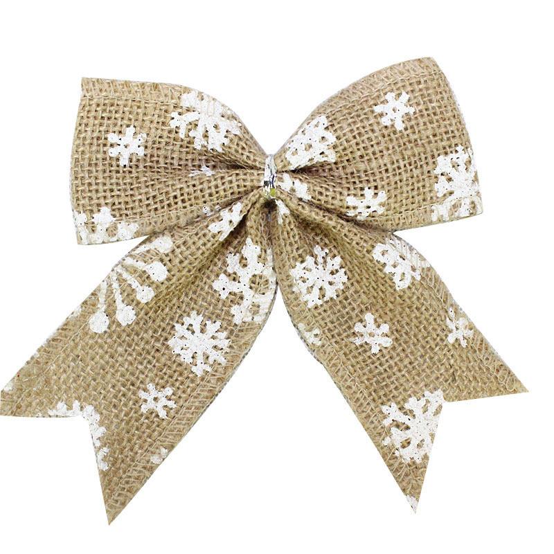 

Elegant Red And Natural Burlap Christmas Bow With Snowflake Design For Holiday Decor Natural 14cm