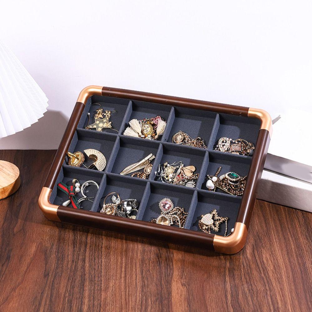 Large Capacity Wooden Jewelry Tray Velvet Jewelry Display Holder Jewelry Organizer  Jewelry Storage