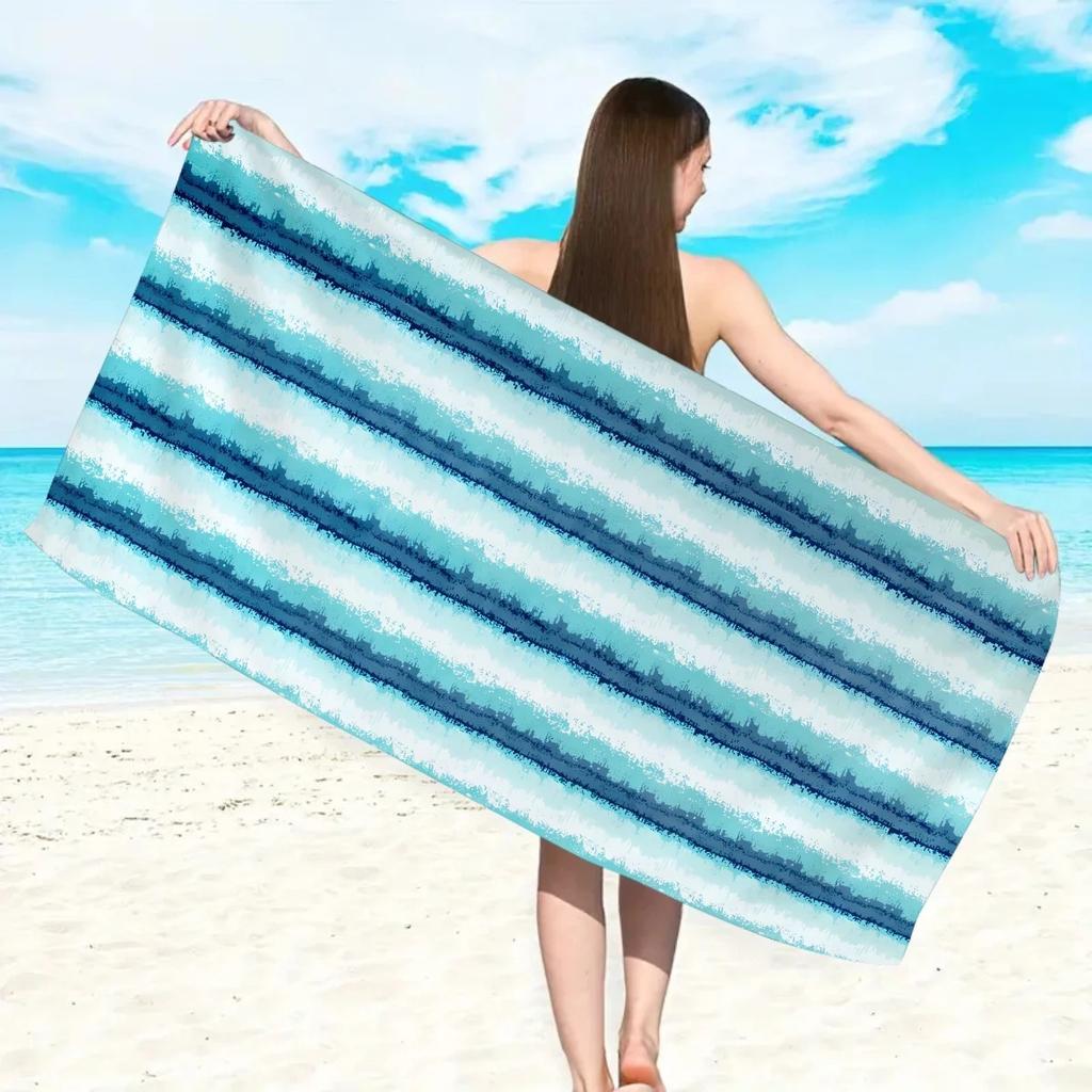 Nautical Anchor Beach Towel 2D Flat Printed Peach Skin Bath Towel Soft Quick Dry For Summer Vacation Swimming Pool
