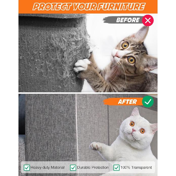 20-Pack Cat Scratch Furniture Couch Protector - Large Size 17x12inch Sofa Protectors Tape from Anti Cats Claws Scratching , Chair Corner Guards Cover