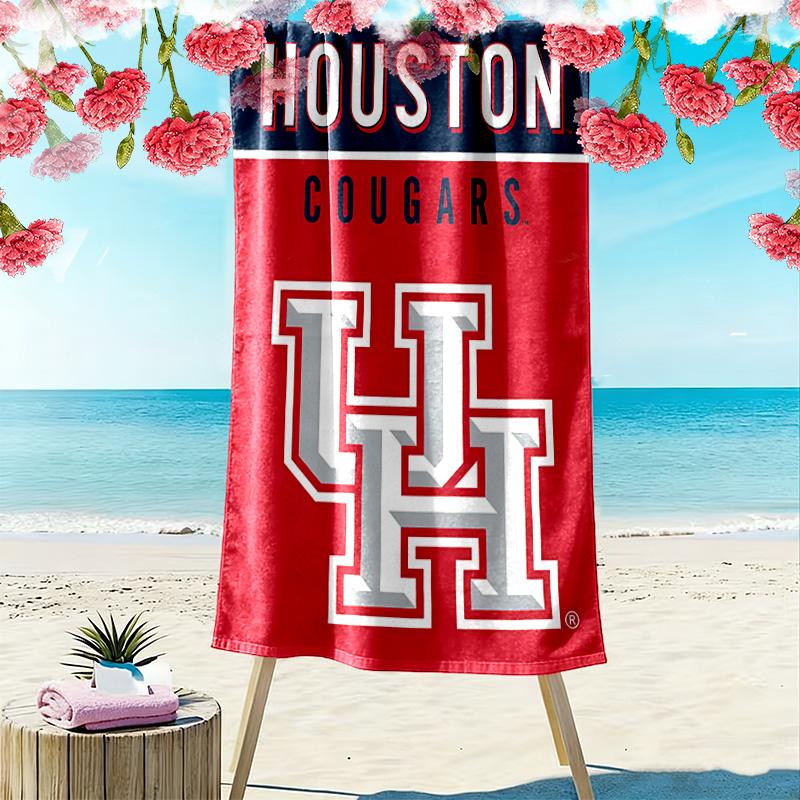 Houston Cougars Print Beach Towel, Large Soft Quick Dry Towel for Beach Camping Swimming