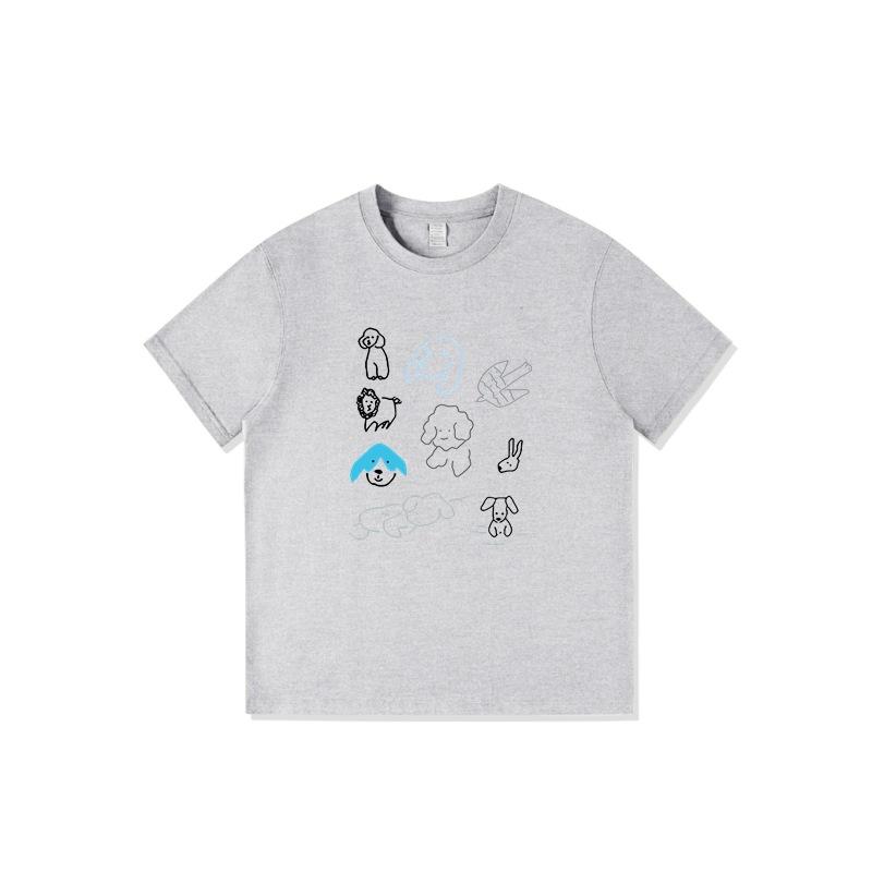 pure cotton white shoulder short-sleeved t-shirt women s new design sense niche American trendy cartoon half-sleeved top m[high quality]