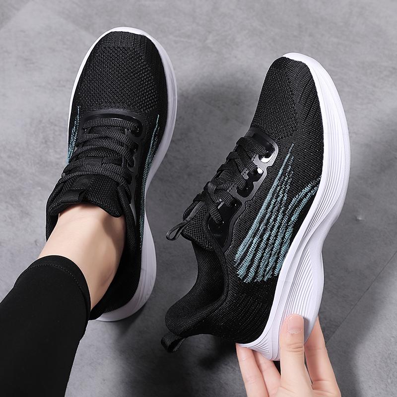New White Pink Women Sports Shoes with Soft Soles Lightweight Student Running Shoe Mesh Breathable Casual Mesh Flat Sneakers 42