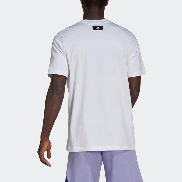Adidas T Shirts Men's White Crew Neck Moderate Straight Fit HC3476-