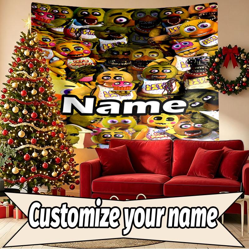 Custom Name Personalized Five Nights at Freddy's Print Tapestry, Wall Art Decor, Bedroom, Dorm, Apartment, LivingRoom, Party Backdrop, Gift for Birthd