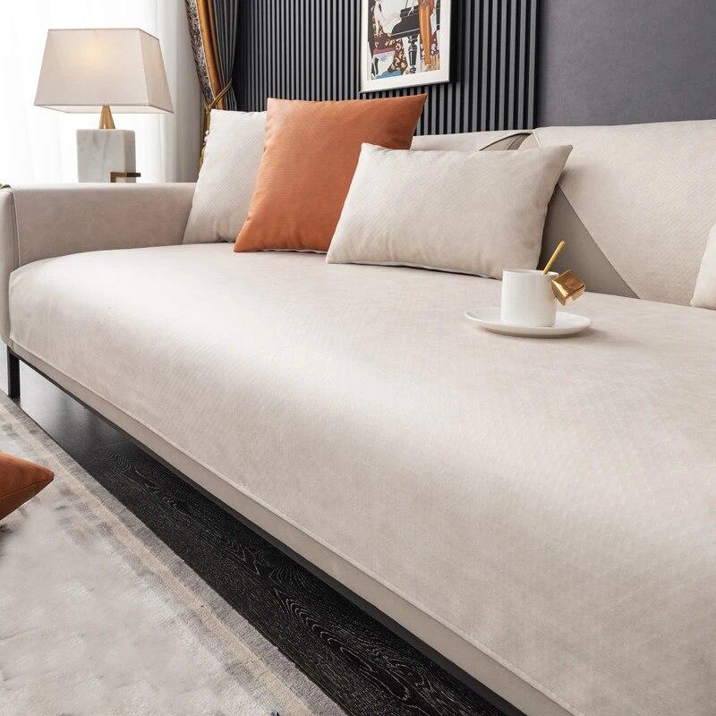 Wodoodporna Mata na Sofę na Cały Sezon Jednolity Kolor Antypoślizgowa Salon Nieprzywierająca Wełna Odporna na Zadrapania Kota Pokrowiec na Sofę