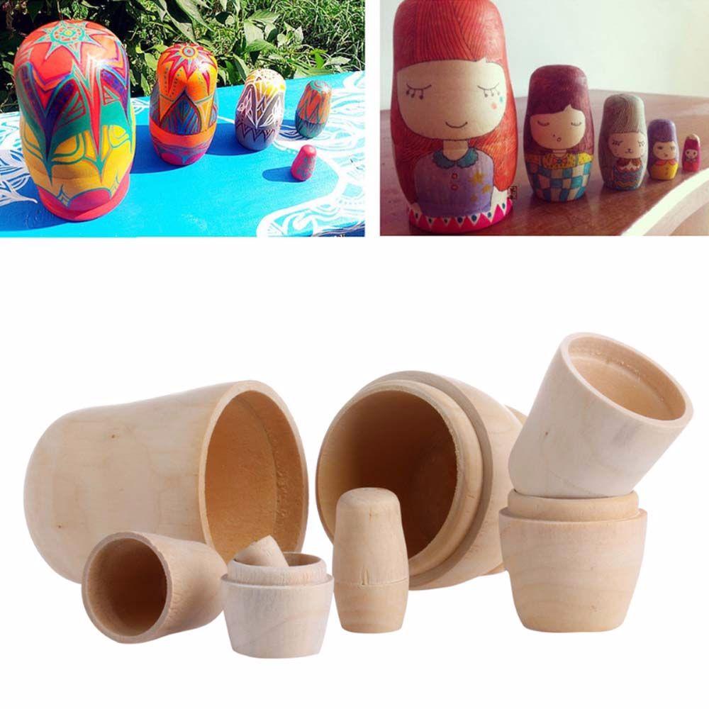 DIY Office Unpainted Russian Nesting Dolls Blank Wooden Embryos Matryoshka Doll Matrioska Dolls