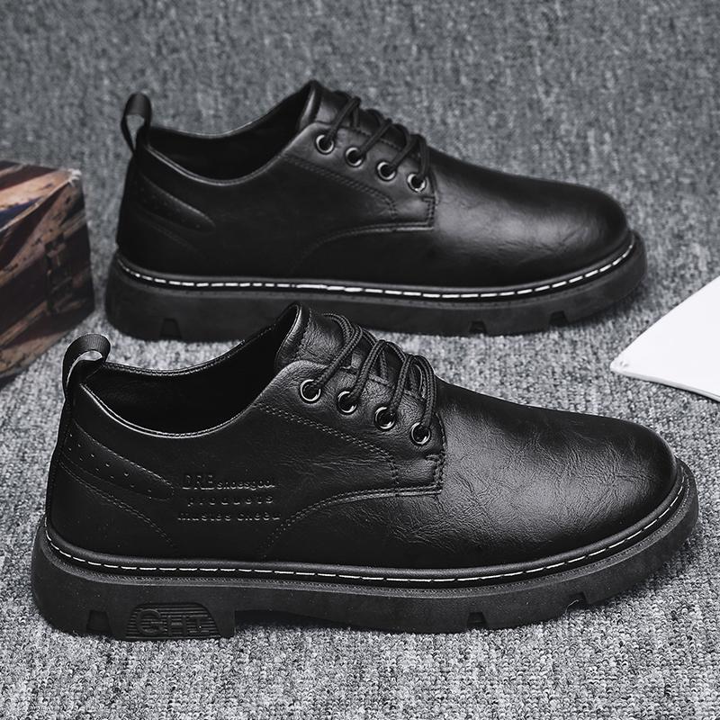 Höst brittisk business casual läderskor svarta brudgums bröllop höjande stor tå trendiga skor