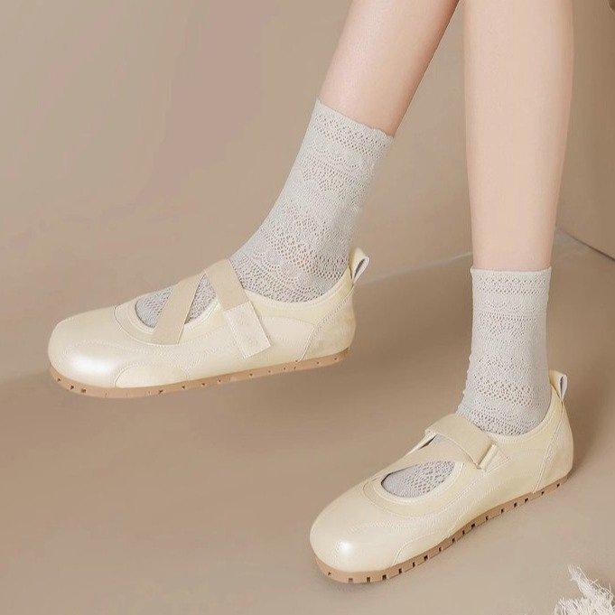 Beliebte flache Einzelschuhe einfache deutsche Trainingsschuhe Sommer 2025 neue vielseitige flache Ballerina Mary Jane Schuhe Damen