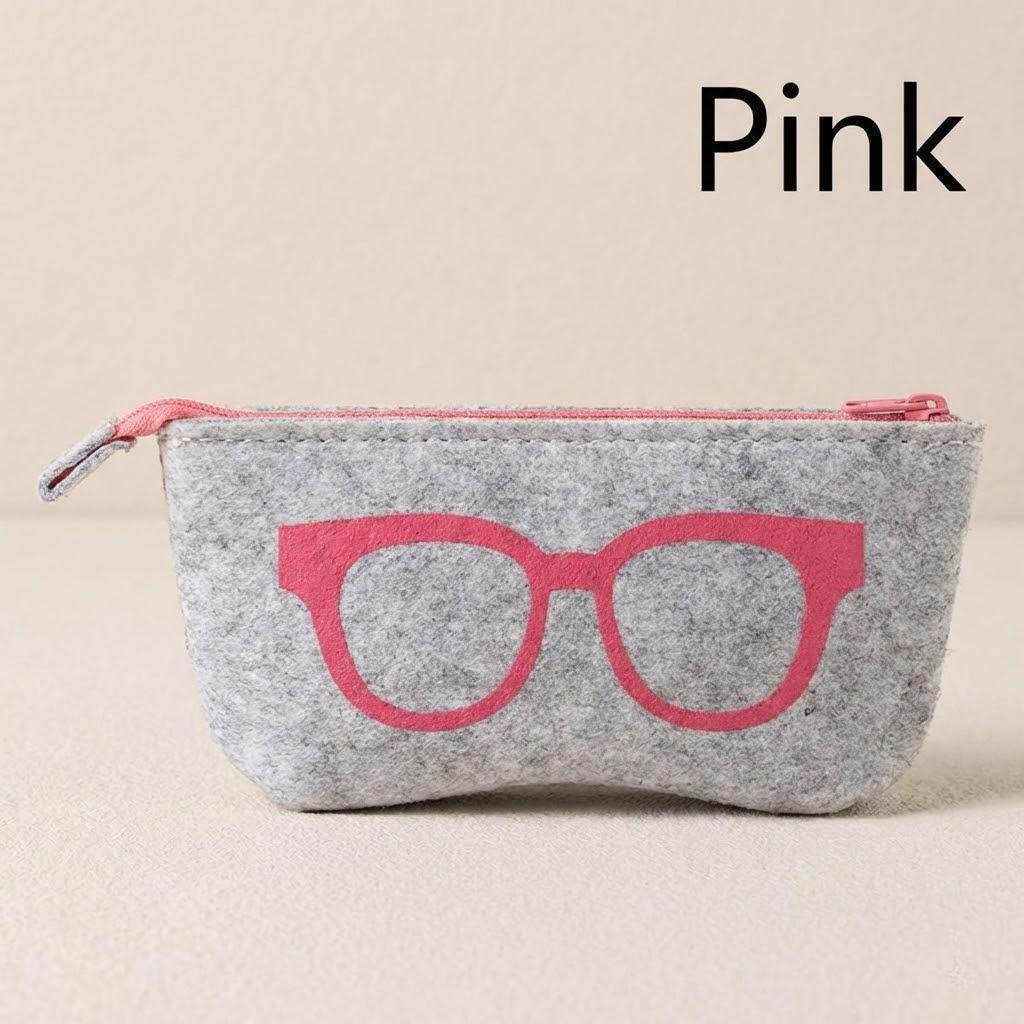 

Portable Sunglasses Case Soft Felt Eyeglasses Pouch Zip Storage Bag for Travel Accessories Men Women рожевий