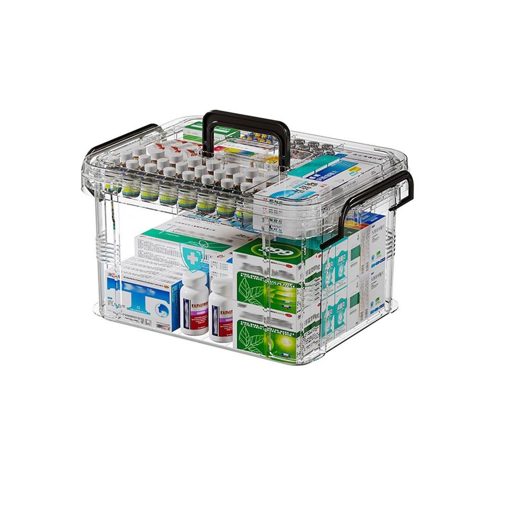 Multi Layer Medicine Box Organizer Portable Emergency Medicine Box Useful Tackle Box  Drug Transparent-S