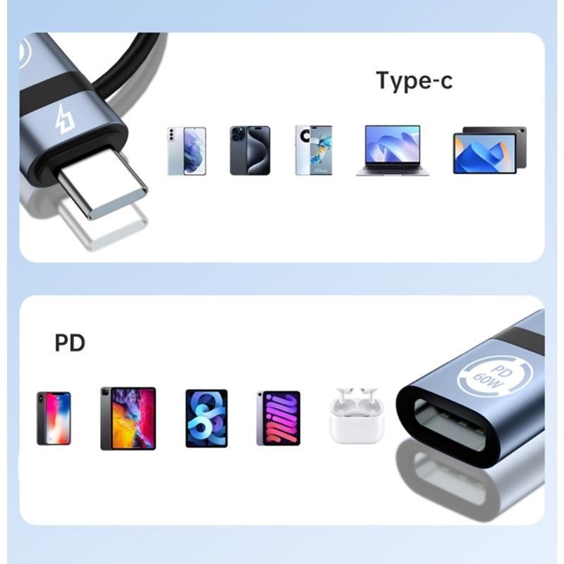 60W Power Delivery Fast Charging Type C Converter Adapter With Intelligent Chip Suitable For Phone Tablet Laptop Devices