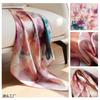 Watercolor Floral Print Silk Scarf Elegant Square Shawl Women Gift
