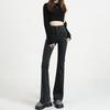 Black and gray Spice Girl micro-pull jeans women's 2025 new spring and autumn high-waisted hips and thin flared jeans