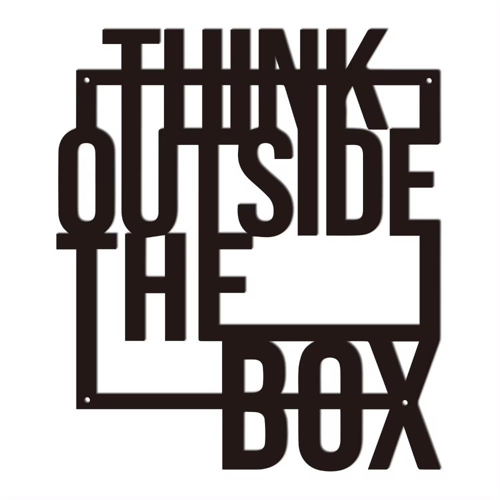 1pc "Think Outside the Box" Metal Wall Art Motivational Black Metal Wall Hanging Ideal for Office & Home Decor Stylish