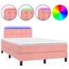 Vidaxl Continental Bed with Mattress and LED, Pink Velvet 120X200Cm