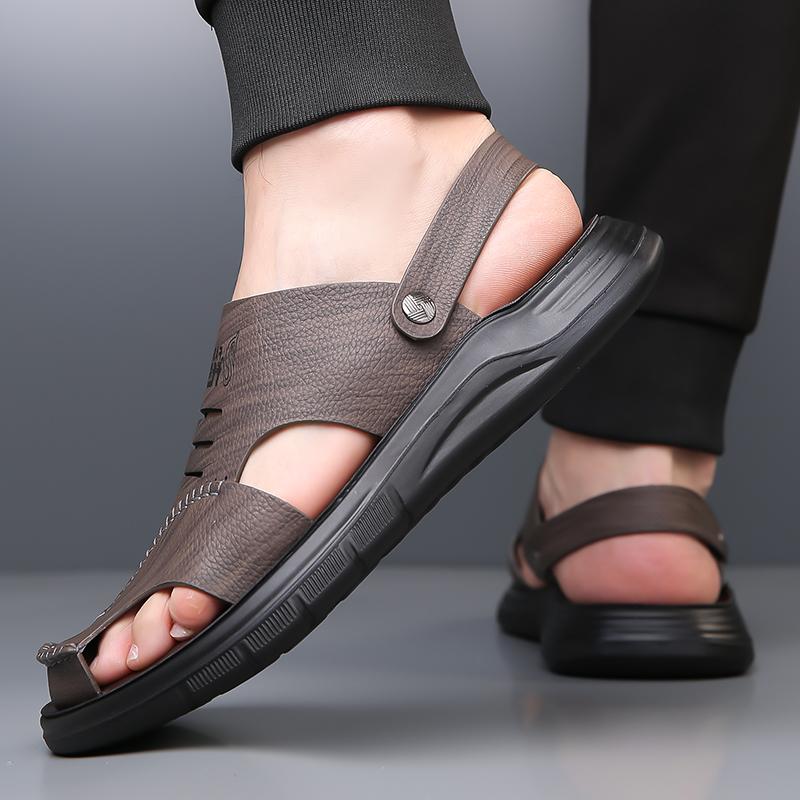 Beach Flats Open-toe Men's Slide Sandals Comfortable Summer Shoes Quick Dry Wading Aqua Slippers All-match Travel Male Sandals