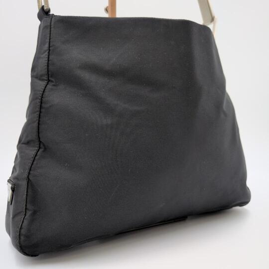 PRADA Metal Handle Handbag Semi One Shoulder Bag Hobo Archive Y2K Triangle Logo Plate