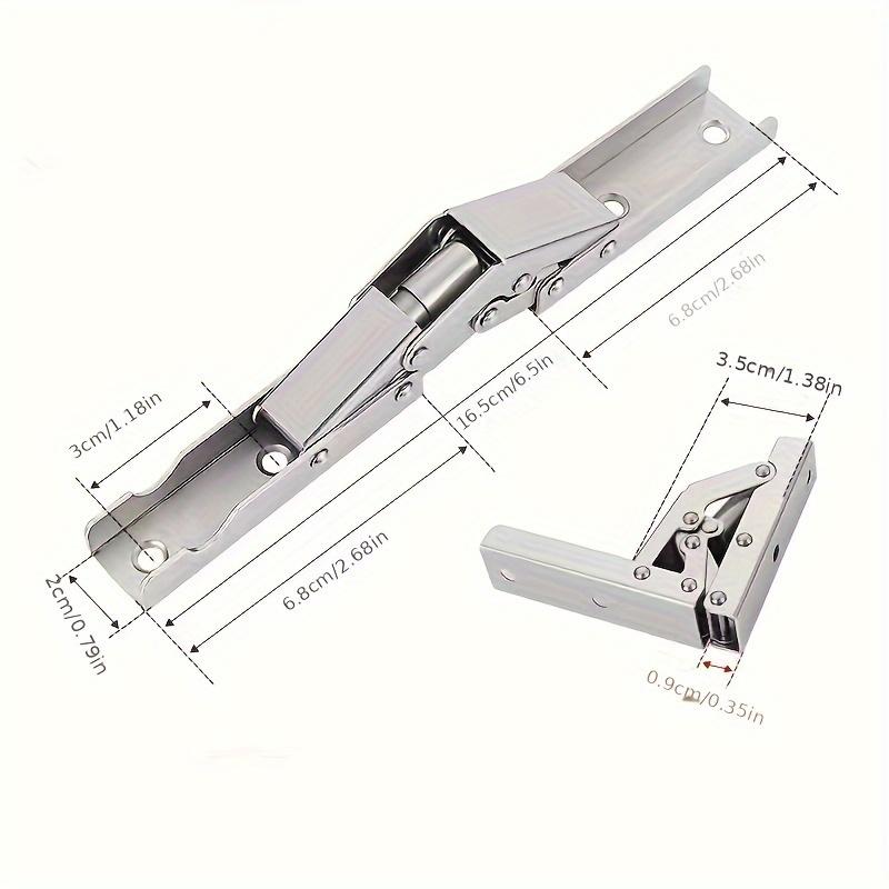 2/4pcs Modern Silvery 90-Degree Folding Hinges, No-Slot Flush Mount, 180-Degree Countertop Support, Hidden Design for Cabinets &