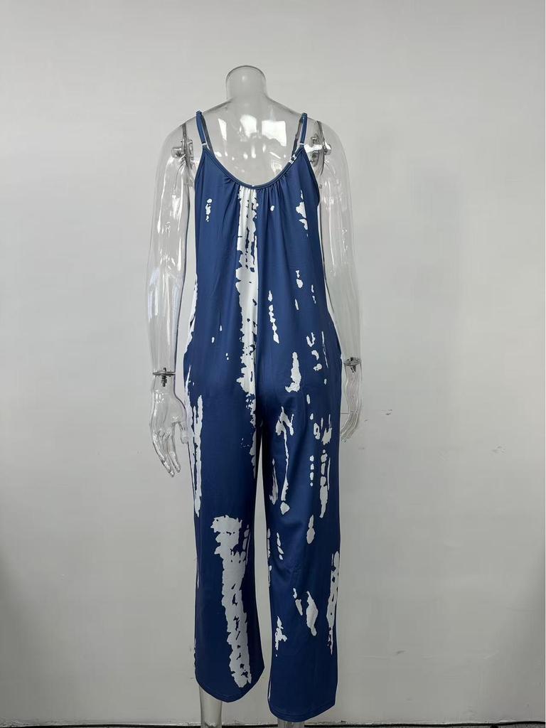 2022 Europäischer & Amerikanischer Damen Spaghettiträger Hoher Bund Weiter Bein Jumpsuit