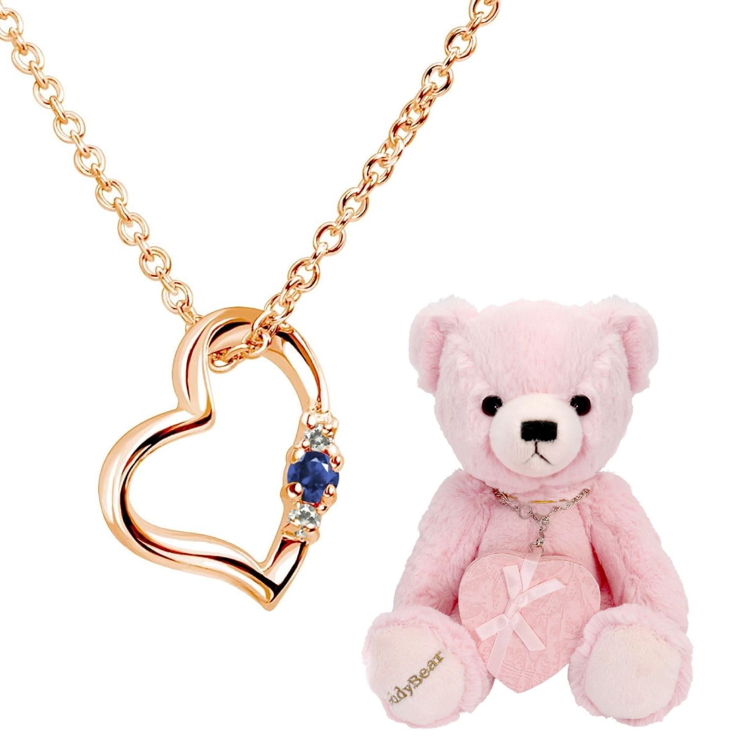

Natural Diamond Love Heart Necklace Pink Color Sapphire Teddy Bear Pink [Sears] Women s (September) 1491p-tdt-01-p9