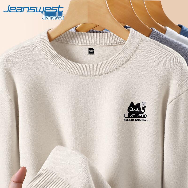 

Jeanswest Men s Black Cat Cartoon Pullover Sweater L