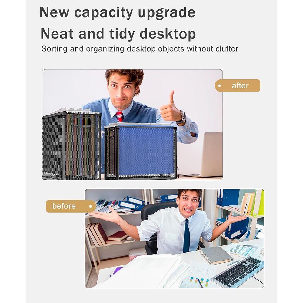 Mesh Metal Office Filing Crate Detachable Document Tray Portable File Holder Organizer  Home