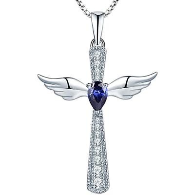 Europe And The United States Angel Wings Cross Pendant Spring And Summer New Fashion Collarbone Necklace To Girlfriend Valentine's Day Gift