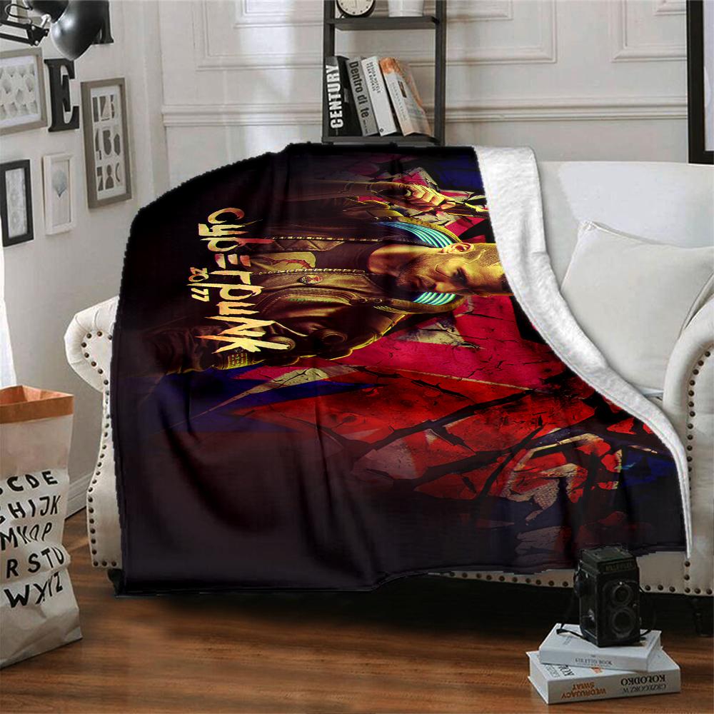 Cyberpunk Future Cityscape Blanket Soft Throw Blanket For Home Bedroom Bed Sofa Travel Office Solid Christmas Blanket