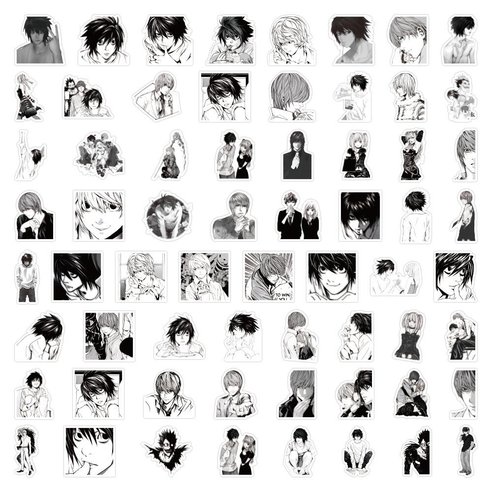 10/30/60pcs Anime Black White Manga Death Note Stickers Decals DIY Laptop Skateboard Diary Phone Case Waterproof Sticker Toy