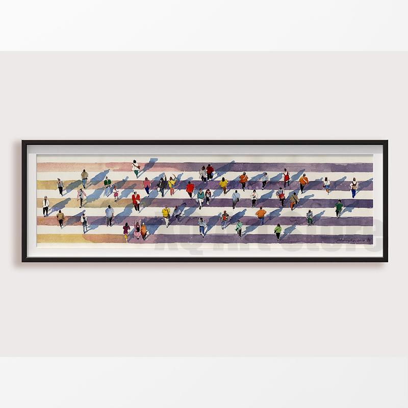 Pedestrian Crossing Original Artwork Watercolor Prints Figurative Art People Canvas Painting Contemporary Art Home Room Decor