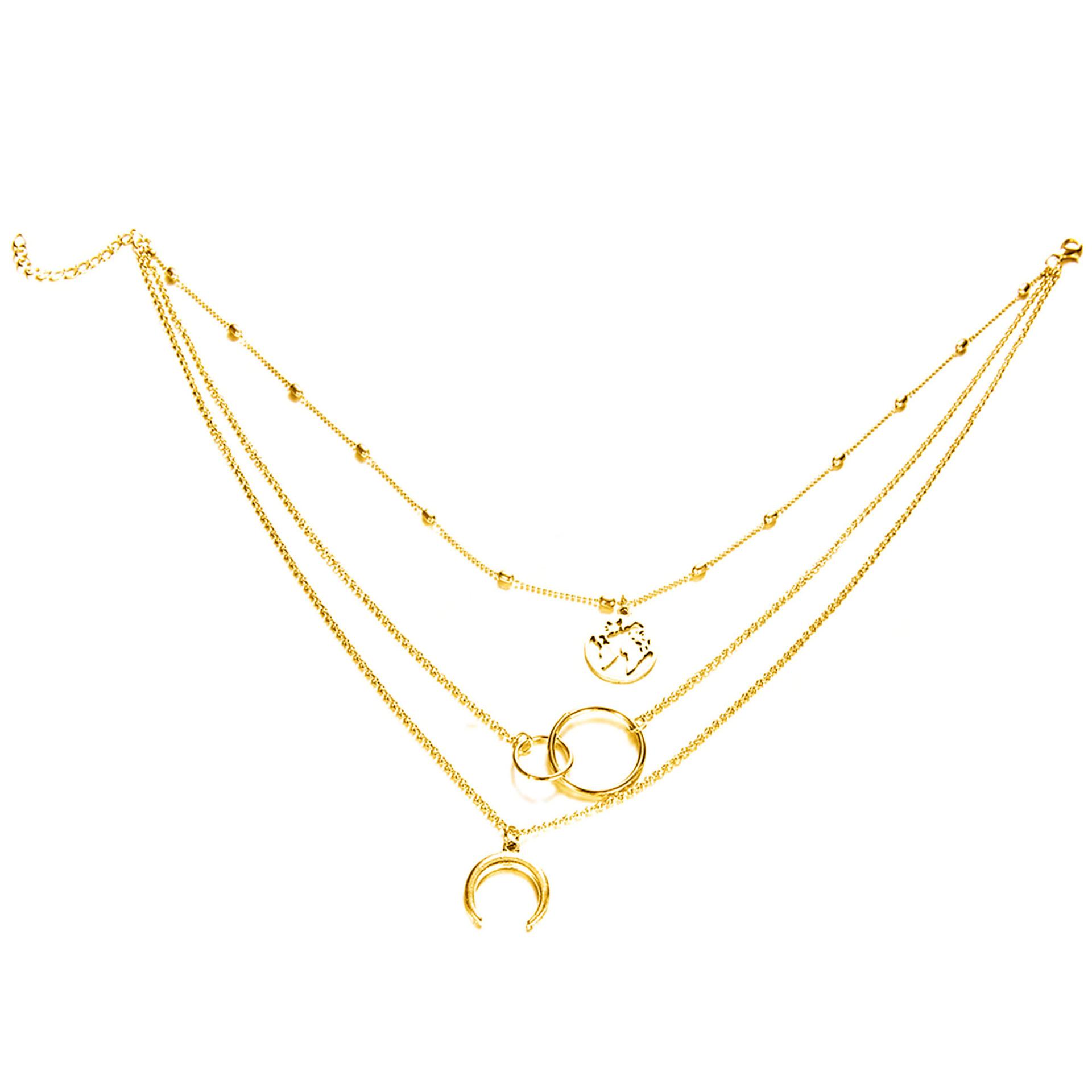 

Fashion Multi-Layer Moon Map Necklace Female Personality Bohemian Multi-Layer Necklace Female
