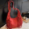 Frosted Tassel Underarm Bag Women's Autumn New Large-capacity Dumpling Bag Retro Shoulder Messenger Bag