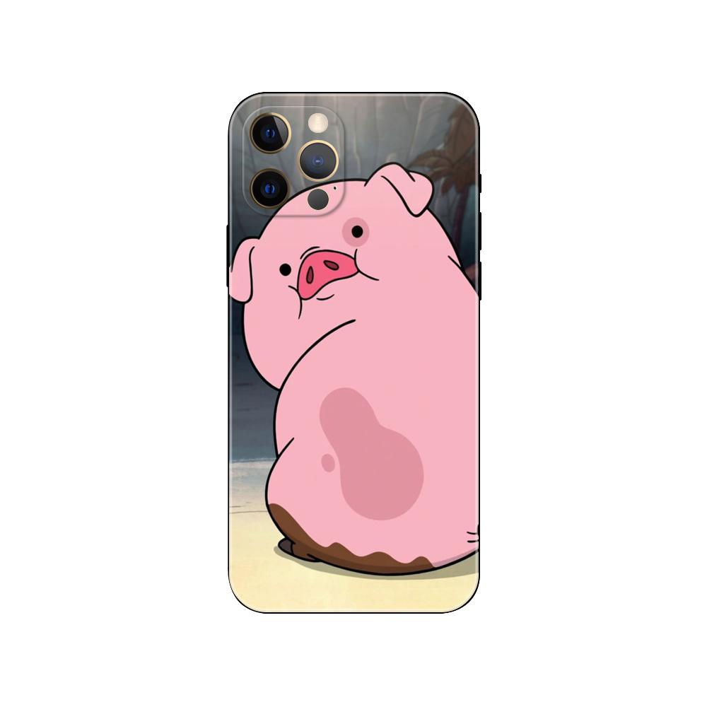 Kawaii Pig Phone Case for Iphone 5 5s 2020se 6 6s 7 8 Plus X 10 XR XS 11 12 13 Mini Pro MAX Black Tpu Back Cover