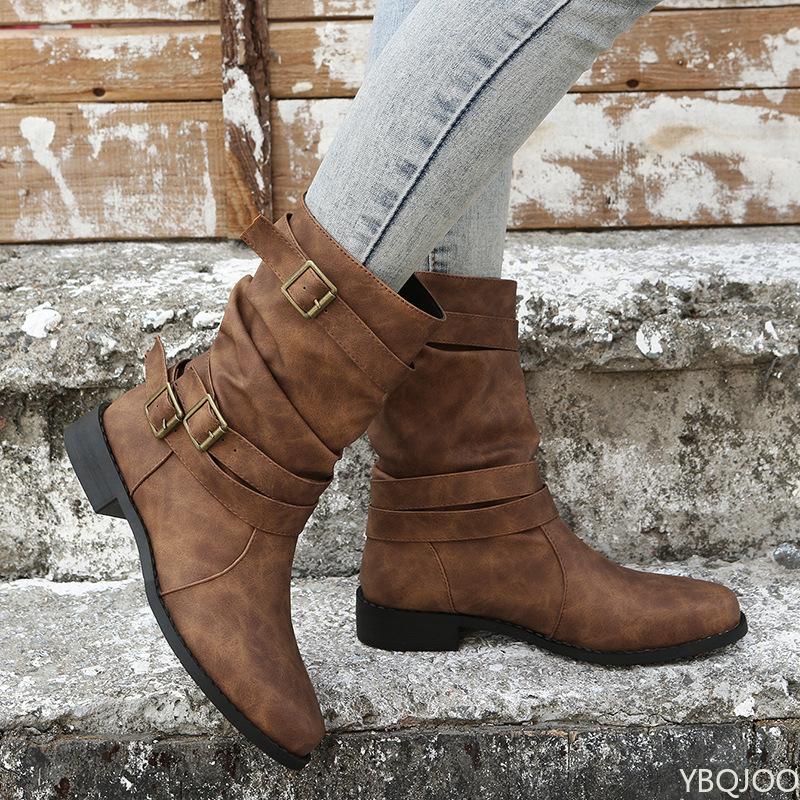 New casual versatile women's boots spring autumn fashionable comfortable pointed thick heeled women's boots