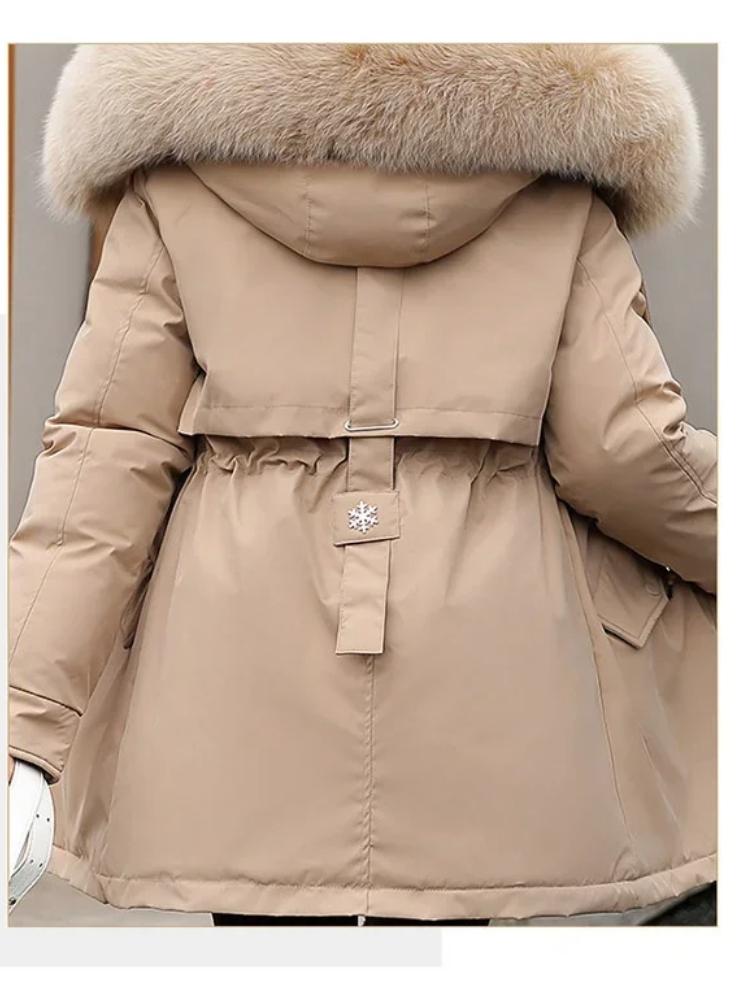 Women Parka Fashion Long Coat Wool Liner Hooded Parkas 2024 New Winter Jacket Slim with Fur Collar Warm Snow Wear Padded Clothes