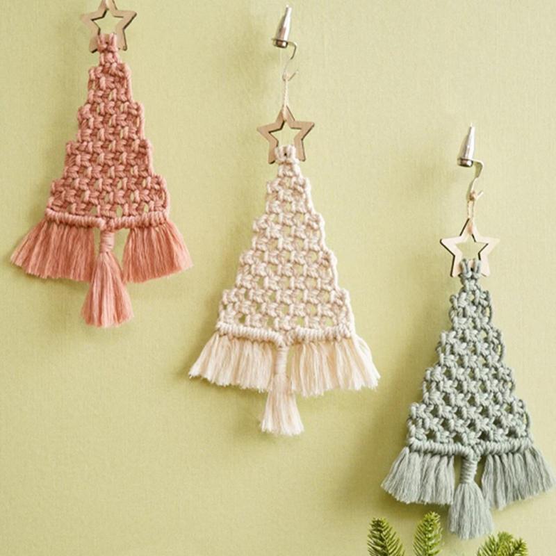 Vánoční stromek DIY sada 3 ks Vánoční DIY závěsná dekorační sada Makramé potřeby Dekorace Nástěnná závěsná ozdoba Vánoční ozdoby na stromek