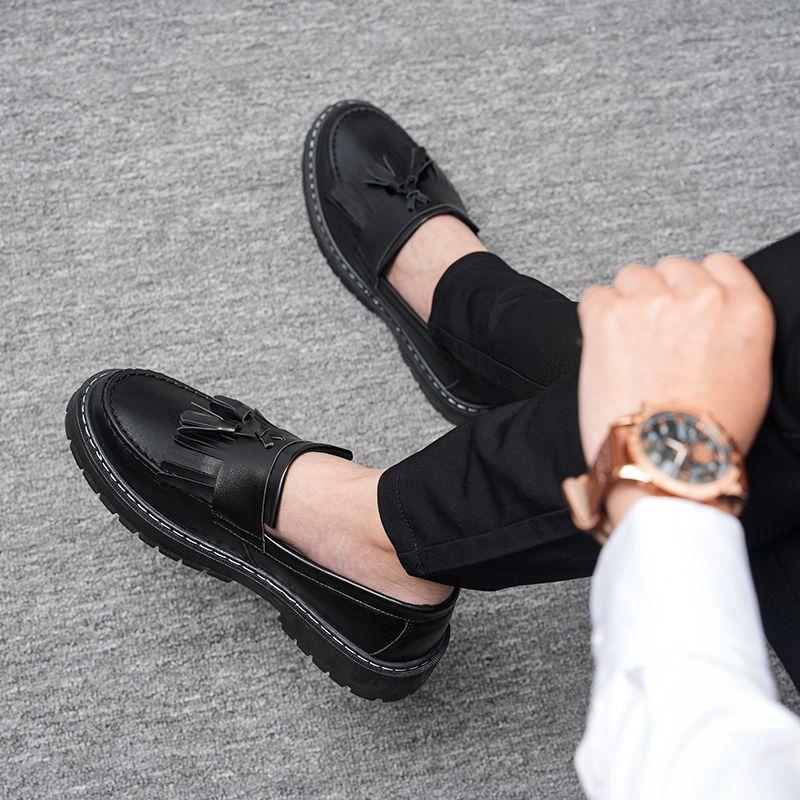 Pracovní Lehké Nazouvací Pánské Ležérní Boty s Třásněmi Klasické Originální Velikost 45 Elegantní Společenské Hovězí Kůže Retro Pánské Kožené Boty