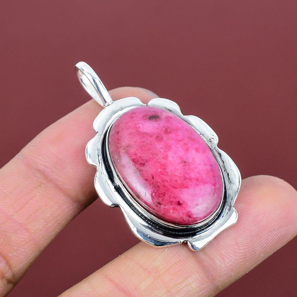 Rhodonite pendant 925 sterling silver pendant gemstone jewelry handmade unique pendant statement pendant gifts for her latest design jewelry