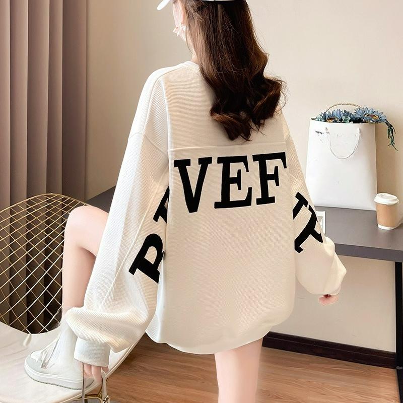 Round Neck Sweater Women's Autumn Design Sense Embroidered Letter Pullover Thin Sweater Women