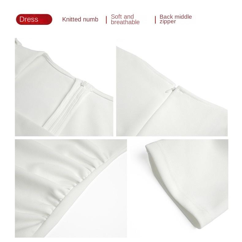 GMXIA Summer Fashion Ethos Small Slim-fit Wrap Hip Skirt Square Collar Waist Slimming Dress