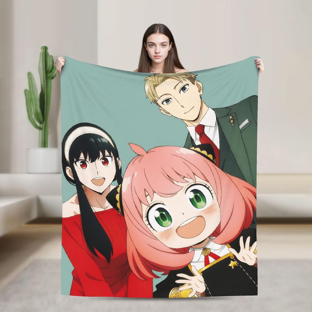 S-Spy X Family  Anya Forger  Flannel Blanket Throw Blanket for Living Room Travel Office Street Trend Bedspread Sofa Bed Cover